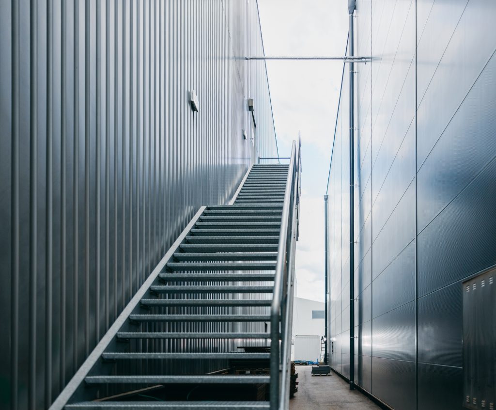 Steel staircase of factory